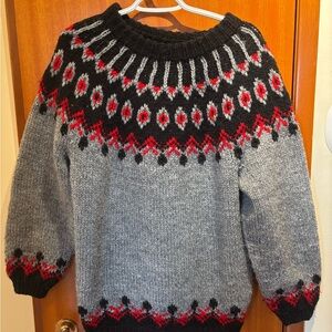 Nordic Pattern Women’s Handmade Wool Sweater